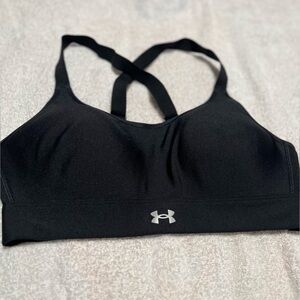 Under Armour Black Sports Bra with Silver Logo